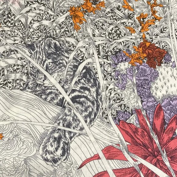 Auth HERMES Carrejean/Shawl Carre 140 - Cream Multi Cashmere Silk Scarf - Picture 2 of 10